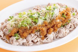 ②牛バラ肉のしゃぶしゃぶ 香味野菜とおろしポン酢