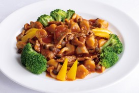 ❺牛肉のバーベキューソース炒め