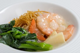 海老と菜の花入りあん掛け焼きそば 柚子胡椒風味