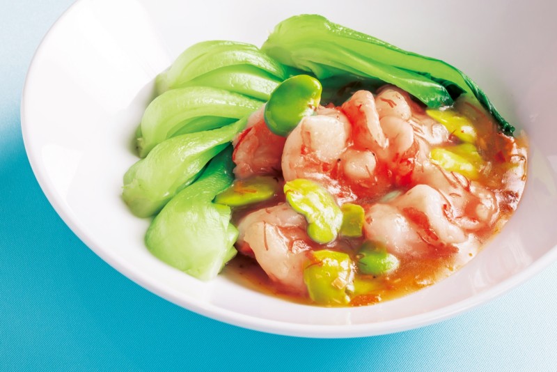  ①大海老と彩り旬彩の餡かけX.O醤仕立て　￥2,000