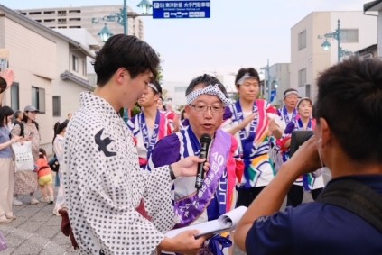 テレビ松本様から取材を受ける連長