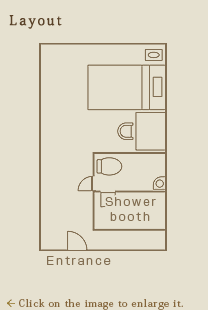 Executive single room with shower booth layout